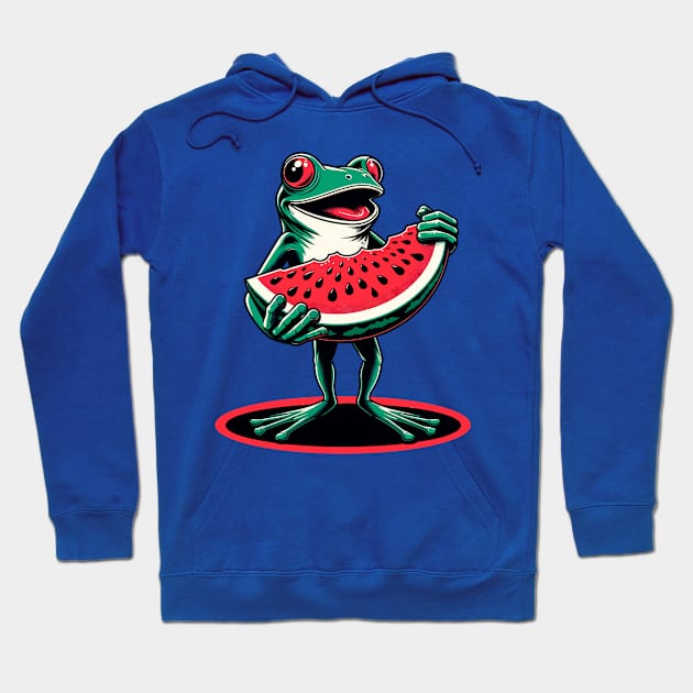 Frog carrying watermelon slice Hoodie by Art_Boys